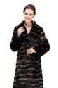 Faux chinchilla fur with sapphire button women full length coat