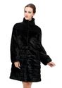 Black Faux Beaver Fur Middle Coat