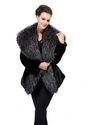 Black fur collar coat with dark gray fox fur