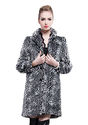 Faux snow leopard rabbit fur women coat