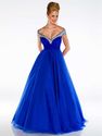 Sexy A-line Off-the-shoulder Tulle Royal Blue Long Prom Dresses/Evening Dress With Beading