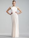 Graceful Sheath/Column Scoop Chiffon Ivory Long Prom Dresses/Evening Dress With Ruffles