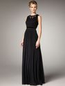 Fantastic Style A-line High Neck Chiffon Black Long Prom Dresses/Evening Dress With Ruffles