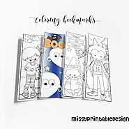 Read the full title Halloween Coloring Bookmarks (Set of 4), Printable Halloween Coloring Page, School Activity, Colo...