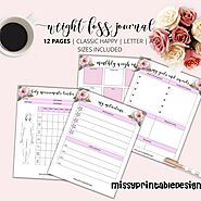 Weight Loss Tracker, Printable Weight Loss Journal, Weight loss Log, Weight loss Chart, Planner Insert, INSTANT DOWNLOAD