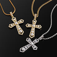 Cross pendant necklace with big white pearl