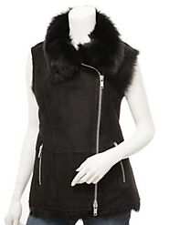 Faux Fur Sleeveless Leather Coat
