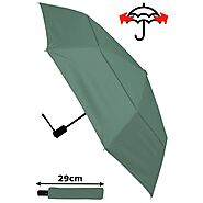 Windproof - COMPACT YET STRONG - Reinforced Frame With Fiberglass - StormProtector Small Folding Umbrella - Vented Do...
