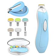 Baby Nail Filer and Baby Nail Clippers with Light Set, Lupantte Electric Infant Nail Trimmer Kit, Safe Baby Grooming ...