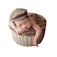 Fashion Cute Newborn Baby Boys Girls Photography Props Gentleman Cap Hat with Glasses Set