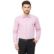 Donzell Men Light Pink Cotton Regular Fit Dotted Formal Shirt