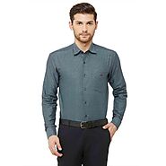 Donzell Men Green Cotton Regular Fit Dotted Formal Shirt