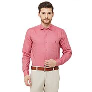 Donzell Men Pink Cotton Regular Fit Dobby Print Formal Shirt