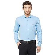 Donzell Men Light Blue Cotton Regular Fit Dotted Formal Shirt