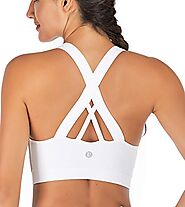 RUNNING GIRL Sports Bra for Women, Criss-Cross Back Padded Strappy Sports Bras Medium Support Yoga Bra with Removable...