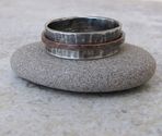 Mens Wedding Band Silver Copper Spinner Ring Hammered Wedding Ring Rustic Engraved-RUSH!
