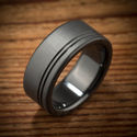 Men's Wedding Band Comfort Fit Interior Black Zirconium Ring
