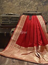 Buy pure Banarasi Tanchoi Silk Saree Online at Sacred Weaves