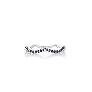 WHITE GOLD WAVE SAPPHIRE RING - Sofia Jewelry