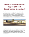 What Are the Different Types of Road Construction Materials? | edocr