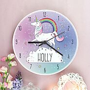 Personalised Unicorn Wall Clock - Diamond Kids