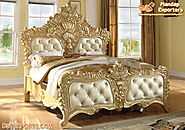 Rich Gold Queen Bed For Bedroom – Mandap Exporters