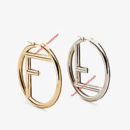 F is Fendi Hoop Earrings In Metal Gold/Palladium