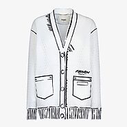 Fendi Roma Joshua Vides Quilted Cardigan In Mesh Fabric White