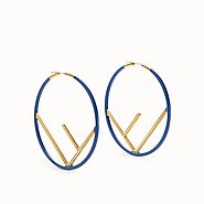 F is Fendi Hoop Earrings In Enameled Metal Blue
