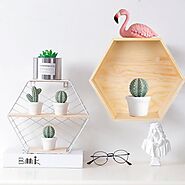 1pc Shelf Rack Hexagon Wall Multiple Function Wooden Storage Racks Hanging Decorations Storage Organizer for Hotel Home