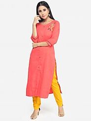 Buy Coral A-Line 3/4 Sleeve Kurti Online at Paislei