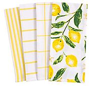 KAF Home Pantry Lemons All Over Kitchen Dish Towel Set of 4, 100-Percent Cotton, 18 x 28-inch- Buy Online in Singapor...