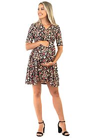 Maternity Dresses at Mother Bee | Knee-Length Dress with a Tie Belt