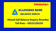 Allahabad Bank Balance Enquiry Toll Free Number - 2020