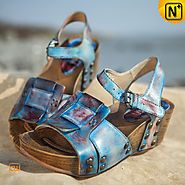 Leather Wedge Sandals CW305235 - cwmalls.com