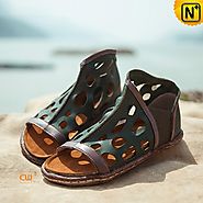 Cutout Leather Sandals Shoes CW305239 - cwmalls.com