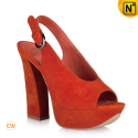 Orange Wedges Heels Sandals CW263103 - cwmalls.com