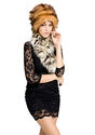 Faux fox fur fur hat with lynx fur scarf