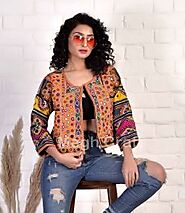 Gujarati Mirror Work Jacket ,Mirror Embroidery Kutch Jacket ,Mirror Embroidery Jacket Top,Colorful Embroidery Jacket ...