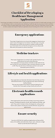 Checklist of Developing a Healthcare Management Application