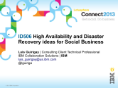 ID506: High Availability And Disaster Recovery Ideas For Social Business
