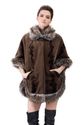 Women faux fur coats faux dark coffee rabbit cashmere with peacock cashmere