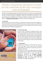 Which 3 Necessary Measures to look for the selection of the best mortgage rate in Canada? by Rate Shop - Issuu