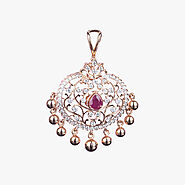 Gold Pendant Diamond Yellow Gold Culture Pearl With Red Stone Gdd0677 – krishna pearls and jewellers