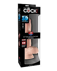 King Cock Plus 10″ Triple Density Fat Cock W-balls | Realistic Dick For Sale | Vibrating penis