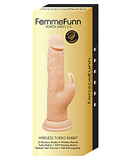 Femme Funn Wireless Turbo Rabbit Vibrating Cock 2.0 - Nude | MyBedroomFun | Realistic Dildo For Sale