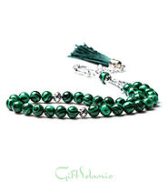 Tasbih | Elegant Malachite Green Stone Prayer Beads | Gift Islamic