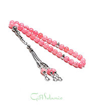 Pink Colour Semi-Precious Prayer Beads in uk | giftIslamic.com