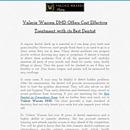 Valerie Warren DMD Offers Cost Effective Treatment with its Best Dentist