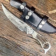 Hand Forged Damascus Hunting Knife - Stag "Elk" Antler Handle - 512 layers JD01